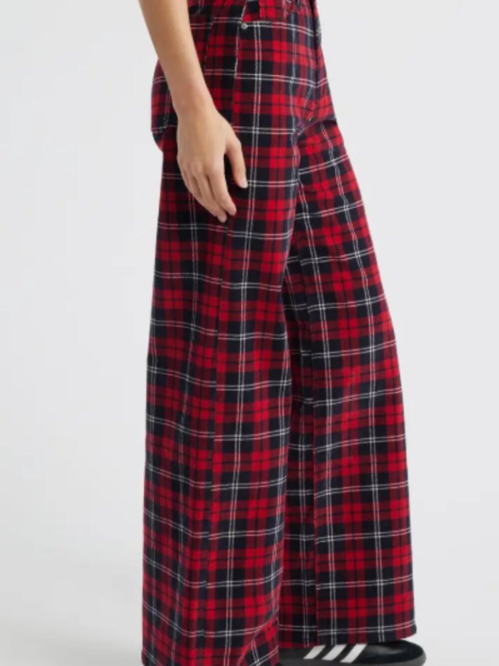 PTCL High Waist Wide Leg Plaid Pants Red Size 28 - Picture 3 of 14